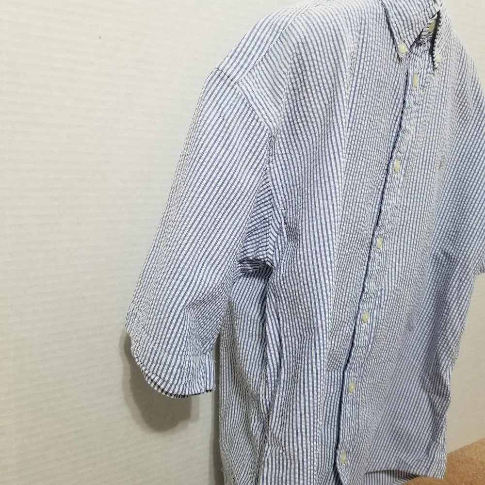 Ralph Lauren shirt Large 16/18 seersucker striped button down polo preppy cotton